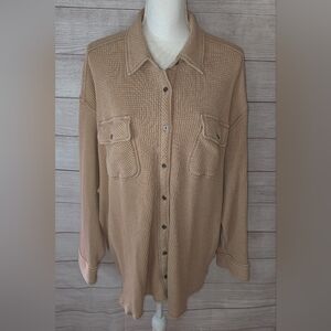 Aerie Lumberjane Waffle Shirt Cappuccino Color Size XL